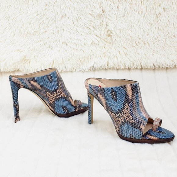Rev it up slip on blue snake Leather Sandal Shoes - Picture 13 of 13
